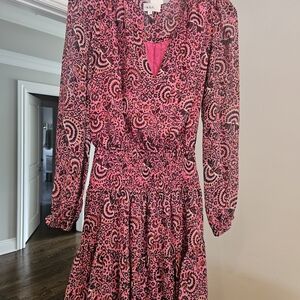 A.L.C. Vibrant Pink Paisley Long Sleeve Dress